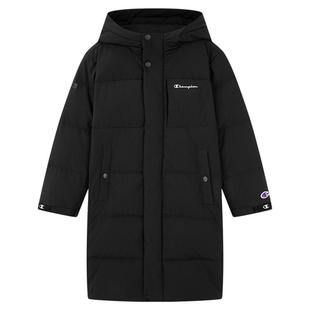 Champion冠军男女童装25冬季新款保暖加厚防寒三防长款黑色羽绒服
