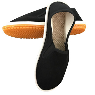 西山布鞋男中国风黑色中青老年懒人鞋工作鞋男牛筋底透气轻便吸汗