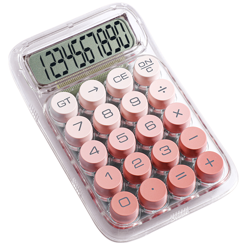 渐变透明计算器大屏显示办公室学生用可爱网红款大按键大学生儿童学生用公务员财务会计非语音款多功能商用