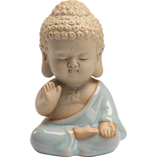 久造中式汝窑宝宝佛摆件禅意家居如来佛像茶宠茶桌桌面车载装饰品