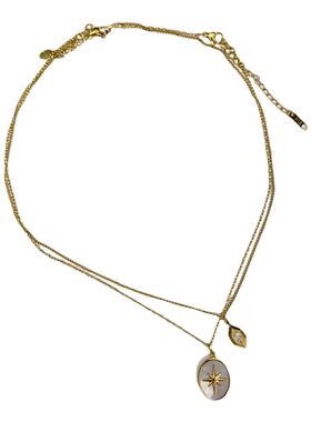 魅芽仙骨18k金保色芒星叠戴项链