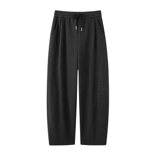 画风drawwind2025冬季新款加绒休闲阔腿裤女高腰显瘦宽松弯刀长裤