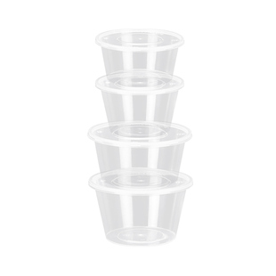 一次性打包盒餐盒圆形加厚长方形饭盒塑料透明食品级带盖外卖快餐