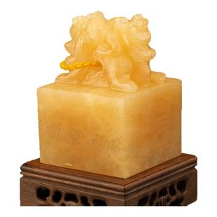 真玉石双龙玉玺印章摆件高档工艺品办公室玄关酒柜装饰品开业礼品