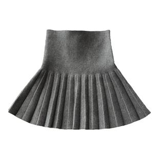 女童裙子秋冬新款半身裙儿童春秋短裙百褶裙女孩冬裙黑色半裙童装