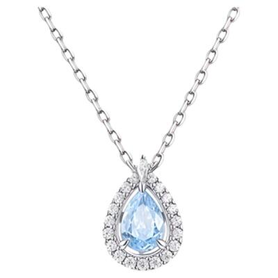 月售500+S999纯银蓝眼泪水滴项链