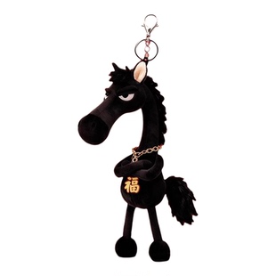 马年吉祥物公仔毛绒玩具红色黑色粉色生肖马玩偶摆件新年活动礼物