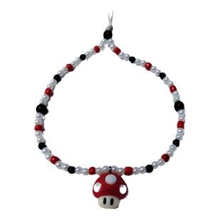 超级玛丽手机挂绳蘑菇头手机链珍珠串珠挂件卡通可爱女款手机壳绳创意diy个性cdd手腕钥匙u盘草莓马里奥绳子