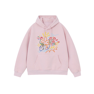 朱博岩同款 TIRED美式彩色线条涂鸦连帽卫衣情侣街头套头衫上衣潮
