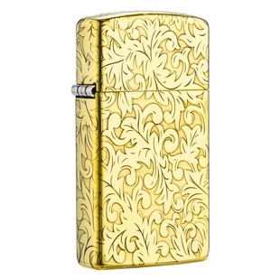 zippo打火机纤巧窄机精雕唐草专柜正品送礼防风煤油芝宝火机正版