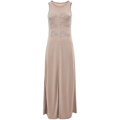 露背莫代尔纯色休闲连衣裙宽松