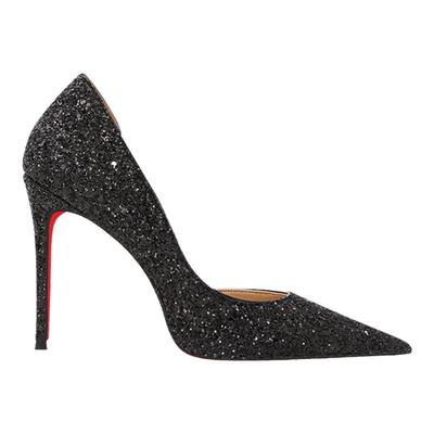 缪南侧空性感红底亮片浅口单鞋