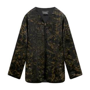 COCOBELLA新中式镶边绗缝棉服秋冬国风烫金缎面棉衣外套MF3015-2