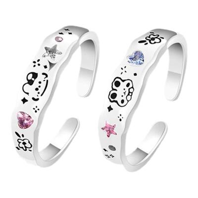 VIVIWELL可爱涂鸦兔子闺蜜对戒