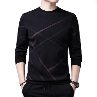 老爷车圆领长袖t恤男士加绒加厚卫衣休闲潮流冬装保暖上衣打底衫