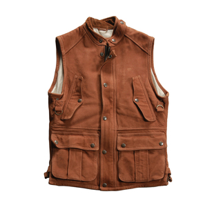 2025年新款美式个性真皮皮马甲男式立领多兜休闲皮衣山羊皮背心