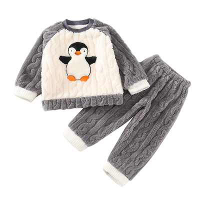 男童珊瑚绒家居服套装冬装