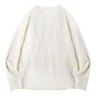 马登工装 美式300g纯棉重磅长袖T恤白色圆领内搭卫衣打底衫男秋