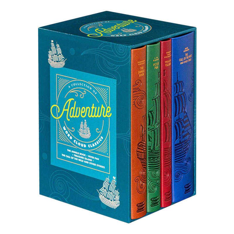 英文原版 精装 Adventure Word Cloud Boxed Set 经典冒险文学合集 云经典 丛林故事 小飞侠 金银岛 野性的呼唤 英文版