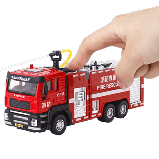 仿真救火车消防车可模拟喷水的工程车小汽车模型玩具水罐车