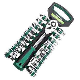 拓森五金工具棘轮扳手套筒套装绿带套筒头12件14件20件汽修组套