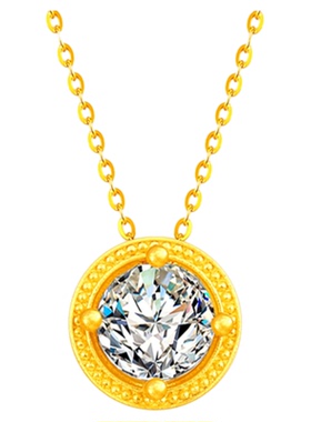 轻奢18K金单钻泡泡项链