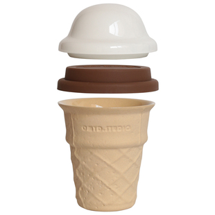 CMYD原创设计创意冰淇淋甜筒咖啡杯陶瓷带盖水杯子随手杯情侣礼物