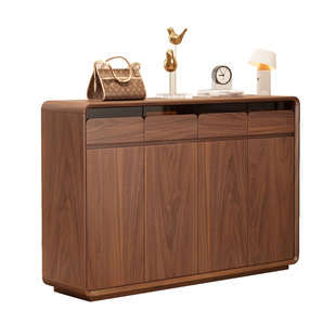 希木森胡桃色实木鞋柜家用门口入户柜大容量抽屉收纳一体玄关鞋柜