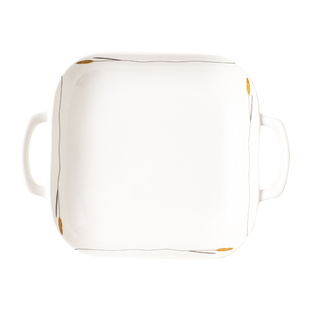 秋实简约陶瓷釉下彩双耳盘子烤盘菜盘方形盘高颜值好看的家用餐具