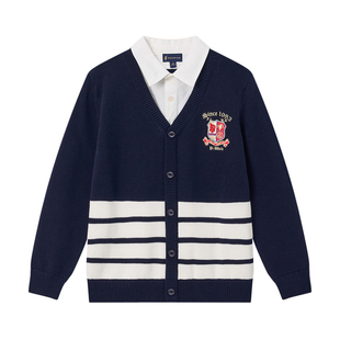 POLO WALK童装 男童针织衫开衫儿童假两件翻领线衫毛衣男童上衣