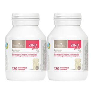澳大利亚直邮BIOISLAND佰澳朗德补锌小熊ZINC锌片120粒*2瓶瓶装