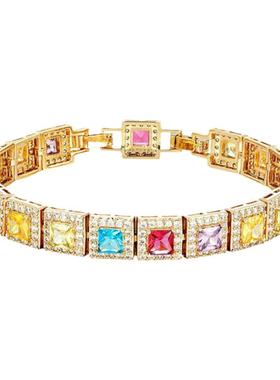 KREAM 复古金色彩钻手链男嘻哈女同款欧美