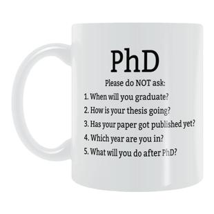 PhD博士的5个提问马克杯送礼物陶瓷水杯学生老师同学生日过节礼物