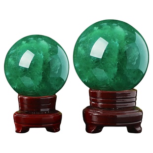 天然绿萤石水晶球摆件生意人上档次入户玄关高档装饰高级感工艺品