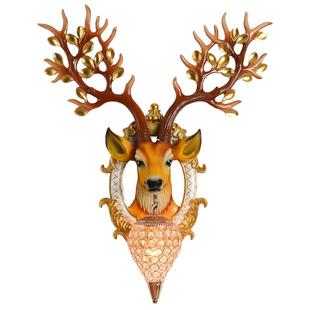 欧式招财鹿头壁灯客厅电视背景墙北欧式创意鹿角灯床头过道装饰灯