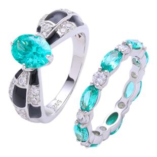 《蓝调骑士》复古设计高级感轻奢帕拉伊巴黑珐琅纯银戒指环女款