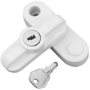 塑钢门窗执手 带钥匙T型锁内外开窗户搭扣儿童安全防开窗防盗锁扣