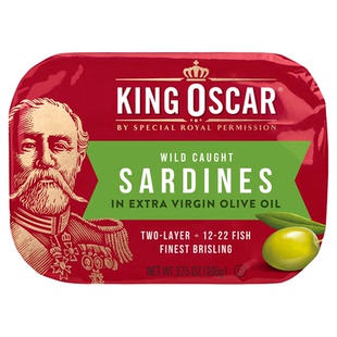 美国进口King Oscar国王奥斯卡无皮无骨橄榄油沙丁鱼罐头营养即食