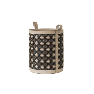 LamomeDeco马鞍皮革脏衣篓意式现代轻奢高端手工编织收纳筐收纳篮