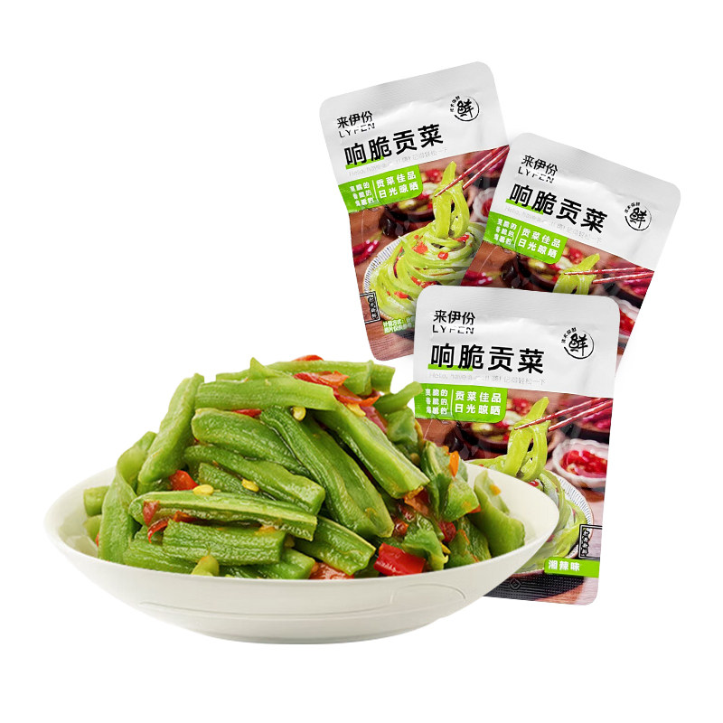 来伊份响脆贡菜湘辣味爽口小零食