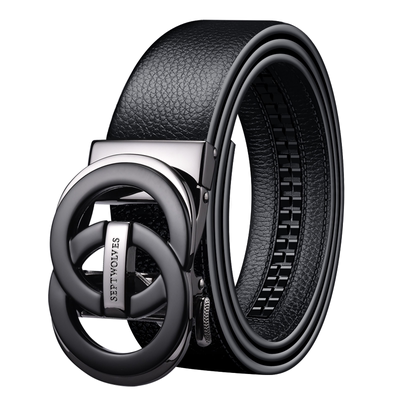 真皮高档商务风年轻人自动扣腰带