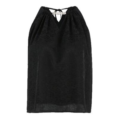 黑色V领挂脖无袖背心上衣女