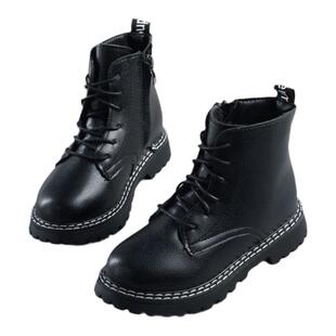 女童真皮马丁靴单靴男童皮鞋中大童加绒皮靴26新款春秋冬儿童短靴