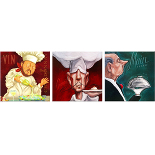 新品西餐厅无框画意大利面馆装饰画欧式壁画饭店墙画餐馆厨师挂画