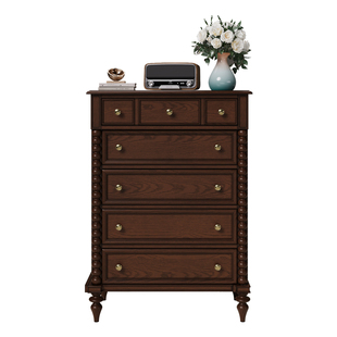 时余格雷斯五斗柜法式复古边柜玄关收纳柜美式中古风实木储物柜