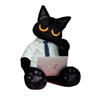 星河设计 霸总黑猫KYLIN陛下玩偶 超大抱枕毛绒一米公仔玩具