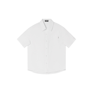 FORNINES极简百搭纯棉短袖衬衫男女潮牌纯色上衣夏季宽松通勤半袖