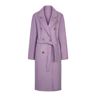 Chings 百搭廓形兔绒真丝羊毛高品质腰带羊毛双面呢长款保暖大衣