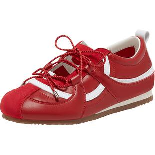 百思图2025秋季新款德训鞋时尚复古潮流运动女休闲鞋M6018CM5