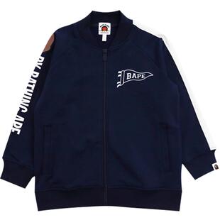 BAPE童装秋冬猿人字母印花拉链运动卫衣外套313001H